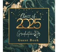 Class of 2025 Graduation Guest Book, well designed for your party decorations to sign in, personalized to Capture Photos Memories, Autographs, ... & Senior College, Green and Gold Design