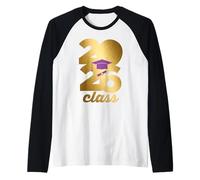 Class of 2026 Graduation Golden Numbers Cap Diploma Camiseta Manga Raglan