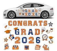 Class of 2026 Graduation Magnets for Car and Cruise Door, 30-Piece Strong Magnetic Reusable Party Decorations, Festive Decals for Refrigerator, Mailbox, Garage& Celebration Events (E)