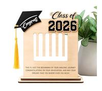 Class of 2026 Money Holder - Wooden Keepsake Figurine Cash Holder | 2026 Graduation Card Stand Statue | Money Storage Box & Desktop Ornament for Kids Teens Kindergarten College Primary
