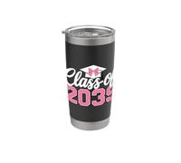 Class of 2039 Grow with Me 2039 Graduation Pink Bow Girls Vaso térmico de acero inoxidable de doble pared
