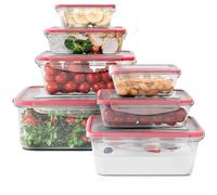 classbach® Frascos de plástico con tapa Set de 7 unidades, 100% estancas, lonchera/bandeja/caja de almacenamiento con tapa apta para lavavajillas, microondas y congelador