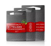 classbach 424012 Set de 3 lavavajillas, Tabla de Cortar de Cocina con Canal para Zumo sin BPA de plástico PP, aptas para Alimentos, Aspecto mármol Gris Claro, Polipropileno