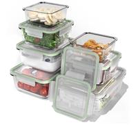 Classbach C-FHD 4010 G recipientes Tapa, para microondas, lavavajillas y congelador, Cristal Meal Prep, Caja de Almacenamiento Perfecta, Juego de 7 Unidades, Vidrio, Transparente