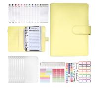 Classeur budget A6, budget planner,Avec 12 feuilles de budget et 8 poches à fermeture éclair transparentes, adaptées pour ranger de l'argent liquide, des timbres, des coupons, etc(Amarillo)