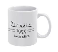 Classic 1955 Car Lover-1 taza de café de cerámica blanca de 325 ml, taza de té impresa de doble cara con mango ergonómico en C, vajilla de porcelana gruesa para hogar, oficina, cocina, regalos