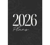 Classic 2026 Floral Yearly Planner with Expenses and Habit Tracking: Motivational calendar in elegant gray and cream with subtle florals
