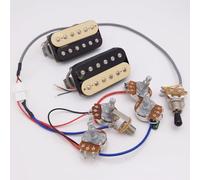 Classic 57 Plus Alnico II - Juego de pastillas para guitarra eléctrica de 50/50 mm, pastillas para puente/cuello, cebra con arnés de cableado 4C 2V2T para accesorios de guitarra Gibson Les Paul