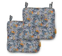 Classic Accessories Vera Bradley - Cojines para Silla de Patio Resistentes al Agua, 19 x 19 x 5 Pulgadas, Paquete de 2, Cojines de Asiento para Silla, Color Gris Toile de Bosque lluvioso y Dorado