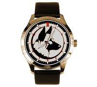 CLASSIC ALSATIAN GERMAN SHEPHERD CANINE DOG ART 40mm CHROMED BRASS WRIST WATCH