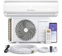 Classic America 12000 BTU Mini inversor dividido de montaje en pared sin conductos con bomba de calor, juego de línea de 15 pies, cobertura de hasta 600 pies cuadrados, (19 SEER2, 120 VAC), WiFi/Alexa