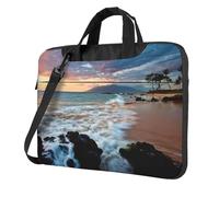 Classic Beach Maui Hawaii Sunset Sea Waves Clouds Laptop Bag Maletín Pad Notebook Compartimento Elegante Bolsa de Negocios Oficina Separada, Black, 15.6 inch