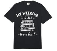 Classic Book Stack My Weekend Is All Bookworm Funny Bookworm Comfort Colors Adult Heavyweight T-Shirt