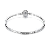 Classic Butterfly Bangle,925 Sterling Silver Bracelet for Women, Compatible with Most Charm Beads (17cm)