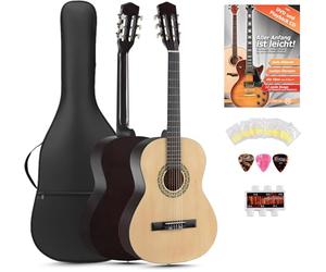 Classic Cantabile Acoustic Series AS-851-L Guitarra Clásica 7/8 para zurdos SET de inicio (guitarra de concierto, funda/bolsa, escuela, CD, DVD, púas, cuerdas, afinador) natural