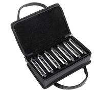 Classic Cantabile AHBS-7 Alabama Blues Set de 7 armónicas diatónicas en varias afinaciones, 10 lengüetas de latón, caja de acero inoxidable, estuche y paño de limpieza incluidos.