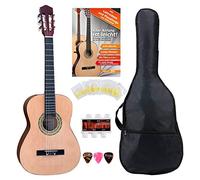 Classic Cantabile AS-861 Guitarra Clásica de Concierto 3/4 Set de Inicio (guitarra clásica acústica, adecuada para niños de 8 a 11 años, funda, cuerdas, partituras, púas, afinador de silbato) natural