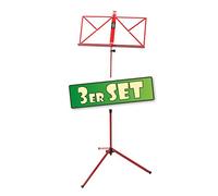 Classic Cantabile Atril De Partituras Medio Set 3 - peso medio, tornillos robustos, soporte de retención, pies goma antideslizantes, altura ajustable 65-130 cm, color rojo.