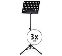 Classic Cantabile atril orquesta chapa perforada Heavy negro set de 3x