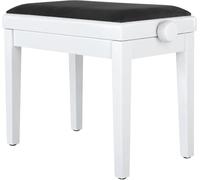 Classic Cantabile Banqueta de Piano Modelo A - Terciopelo Negro/Blanco | Terciopelo Negro, Marco Blanco Brillante, 48 - 58 cm ajustable en altura, madera maciza, mecanismo cruzado doble