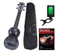 Classic Cantabile BeachBuddy Black Beauty Ukulele Set incl. Tuner y Escuela