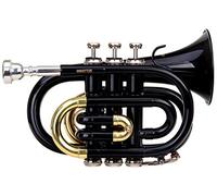 Classic Cantabile Brass TT-400 Trompeta De Bolsillo Bb (latón, diámetro de campana: 93 mm, calibre: 11,8 mm, afinación: B, incluye estuche ligero, boquilla, paño de limpieza, guantes) negra