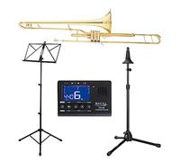 Classic Cantabile Brass VP-16 Set Trombon Tenor Bb - Campana 203 mm latón, pistones alpaca. Incluye boquilla, estuche ligero, metrónomo/afinador, atril y soporte para trombón.