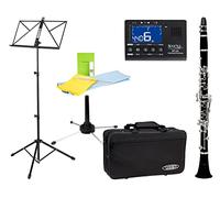 Classic Cantabile CLK-10 Clarinete Sib de alta calidad, digitación Böhm, 17 llaves, 5 anillos. Set incluye afinador clip, atril, limpiador, estuche y grasa para corcho.