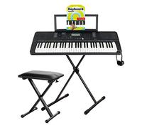 Classic Cantabile CPK-203 Keyboard Deluxe: 61 teclas sensibles, 480 sonidos, 160 ritmos, incluye soporte, banco, funda, auriculares y escuela de teclado, color negro.