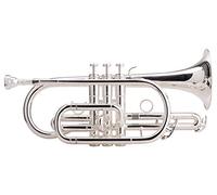 Classic Cantabile CR-400S Corneta Bb (plateada, válvulas de acero inoxidable, corredera de afinación de alpaca, en estuche, boquilla) plata