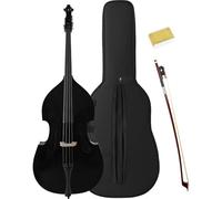 Classic Cantabile DBP-120BK 3/4 Contrabajo Set - Tapa de pícea laminada, fondo y aros de arce laminado, arco y diapasón de palisandro - espiga ajustable en altura - Incluye funda y colofonia