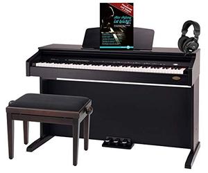 Classic Cantabile DP-210 RH E-Piano SET con banco, auriculares, escuela. Digital piano 88 teclas hammer, conexiones USB, auriculares, metrónomo, 3 pedales, partituras. Color caoba.