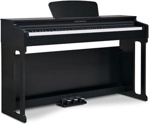 Classic Cantabile DP-220 SM E-Piano: 88 teclas ponderadas, mecanismo de martillo, sensibilidad táctil, funciones Layer, Split, Twinova, 3 pedales, 20 sonidos, diseño delgado negro mate.