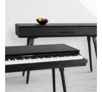 Classic Cantabile DP-730 SM Piano Digital - 88 teclas con acción de martillo, teclado retráctil, 3 pedales, MIDI In/Out, USB to Host, altavoces, chapado de madera auténtica - Negro mate