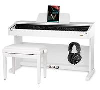 Classic Cantabile DP-A 310 WM E-Piano SET: digital piano 88 teclas con martillo, auriculares, USB, acompañamiento, 3 pedales, banco, auriculares y escuela, blanco.