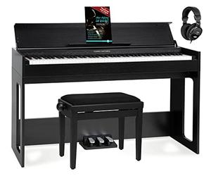 Classic Cantabile DP-S1 SM E-Piano Set: 88 teclas ponderadas con martillo y sensibilidad, 10 sonidos, diseño Slimline. Incluye banco, auriculares y método. Color negro mate.