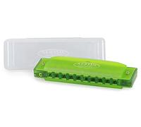 Classic Cantabile FBH-10 GN FunKids Armónica Blues - Harmónica de boca para niños en Do mayor - Harmonica 10 agujeros de plástico con estuche - Color verde