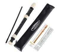 Classic Cantabile Flauta Dulce Soprano - C Soprano - Digitación Barroca - Flauta Dulce de Plástico - Ideal para Principiantes y Avanzados - Funda, Varilla de Limpieza y Tabla de Digitación - Negra