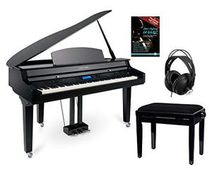 Classic Cantabile GP-A 810 Piano Digital Set (88 teclas con mecanismo de martillo, sensor triple, 1200 voces, Bluetooth, incluye banco, auriculares y escuela de piano) negro brillo