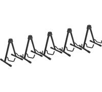 Classic Cantabile GS-2009A Soporte para Guitarras Acústicas/Bajos 5x Set - Ajustable en 3 Posiciones - Sistema de Botón a Presión - Plegable - Superficie Acolchada - Patas de Goma - Negro