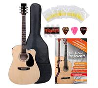 Classic Cantabile Guitarra Western con Pickup Set de Inicio Incluye Set | Estilo Dreadnought con cutaway, 6 cuerdas, 20 trastes, Cejuelas: alpaca, Tapa, fondo, aros: tilo laminado, Mástil: abedul