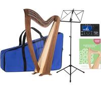 Classic Cantabile H-29 WN Arpa Celta: 29 cuerdas, semitono, afinada en Mi bemol mayor. Incluye funda, escuela, atril, afinador y 2 llaves. Altura: 101 cm.