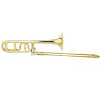 Classic Cantabile MardiBrass Trombón Cuarto de ABS plástico - afinación Bb/F - deslizamiento de fibra de vidrio - 850g ligero - calibre: 13,9 mm - incluye boquilla y funda - dorado
