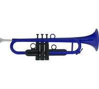 Classic Cantabile MardiBrass Trompeta de plástico ABS, 450g, válvulas Perinet, incluye 2 boquillas, funda y válvulas de repuesto. Azul, para niños y adultos.