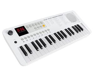 Classic Cantabile MINI-37 Teclado - 37 Mini-teclas - Alimentación por USB-C o pilas - 100 sonidos y ritmos - USB-MIDI - Altavoz y salida de auriculares - blanco-gris