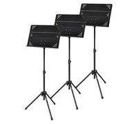 Classic Cantabile OSS-01 Set 3 Atriles Orquestales, fáciles de transportar, con bandeja desmontable, tamaño compacto y altura ajustable de 53 a 116 cm, color negro.