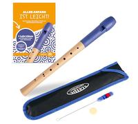 Classic Cantabile Pivella Flauta Dulce C-Soprano de Arce con cabezal plástico, digitación barroca. Incluye método, estuche, tabla, varilla de limpieza y grasa de corcho. Color azul.