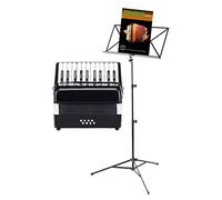 Classic Cantabile Secondo Acordeón Infantil 8 Bajos Set (Acordeón para niños con 8 bajos, incl. correa, funda, atril y escuela) Negro