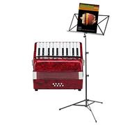 Classic Cantabile Secondo Acordeón Infantil 8 Bajos Set (Acordeón para niños con 8 bajos, incl. correa, funda, atril y escuela) Rojo