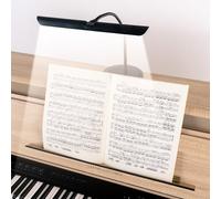 Classic Cantabile SM Lámpara de piano regulable con función memoria, cuello de ganso, luz cálida blanca 18 LEDs, touch, lámpara de mesa y atril, color negro.
